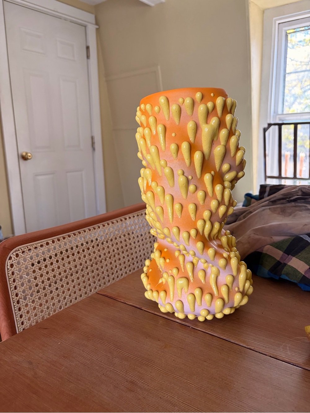 Textured Orange & Yellow Decorative Vase - Modern Accent - PK Ceramics